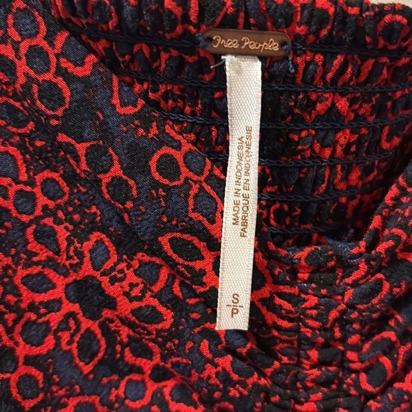 Free People mini dress - size small - Red and navy Patterned Dress - cap sleeve - Picture 2 of 7